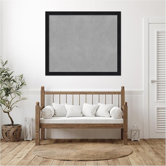 Amanti Art Black Framed Magnetic Board 45x53 Oversize Vision Board for use with Magnets, 100% Metal Sheet to Display Items as Office Decor or for Home Organization in mudroom, Kitchen or Kids Room