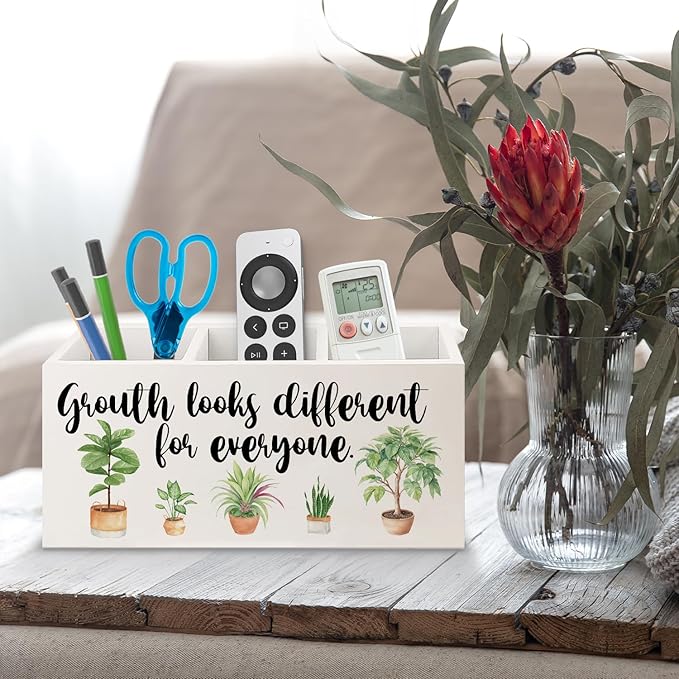 URLLUAE Growth Looks Different for Everyone Mental Health Growth Mindset Wooden Pen Pencil Holder for Classroom Therapy Office Desk Accessories, Back to School Supplies Gifts for Students
