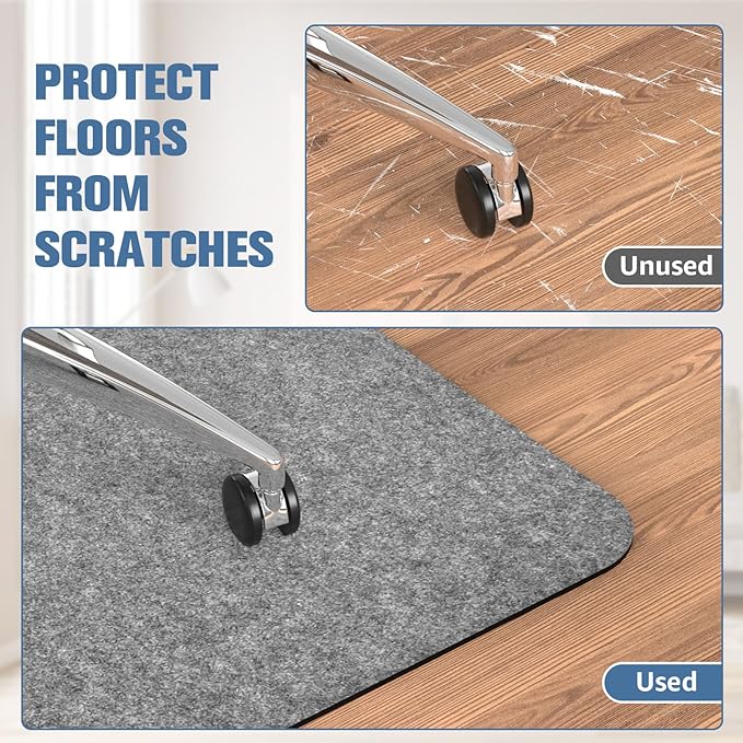 Placoot Office Chair Mat for Hardwood Floor, 55"x35" Computer Chair Mat, Desk Chair Mat, Large Anti-Slip Floor Protector for Home Office