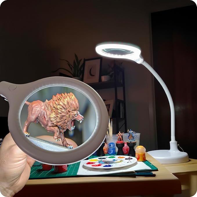 Brightech LightView Pro Flex 2 in 1 Magnifying Desk Lamp, 2.25x Light Magnifier, Adjustable Magnifying Glass with Light for Crafts, Reading, Close Work
