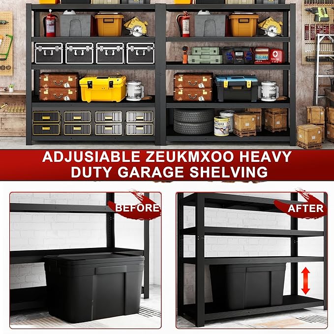 ZEUKMXOO 84" H Garage Shelving,Storage Shelves 3050LBS Heavy Duty Storage Shelves,Adjustable Metal Shelving,for Garage,Warehouse,Basement,Pantry 84" H x 55" W x 24" D