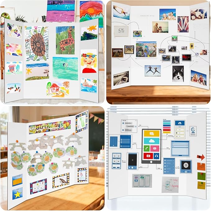 20 Pack Trifold Poster Board (26" x 17"), White Poster Board for Science Fairs, School Projects, Graduation Party, Event Displays, and Business Presentations