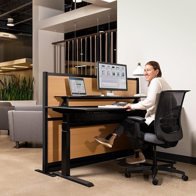 Stand Up Desk Store Beechwood Aesthetic Modular Walls | 70" W x 48" H Modular Room Dividers with Natural-Looking Woodgrain Finish for Offices, Classrooms, and More