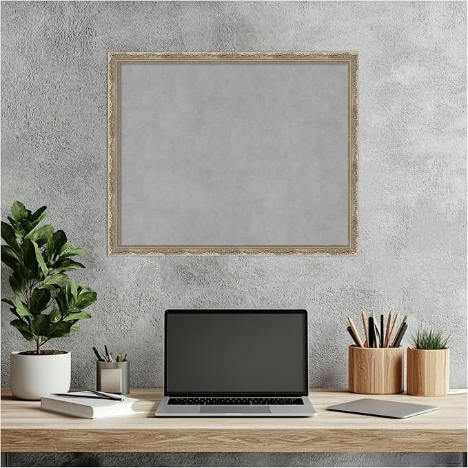 Amanti Art Silver Framed Magnetic Board 18x22 Small Vision Board for use with Magnets, 100% Metal Sheet to Display Items as Office Decor or for Home Organization in mudroom, Kitchen or Kids Room