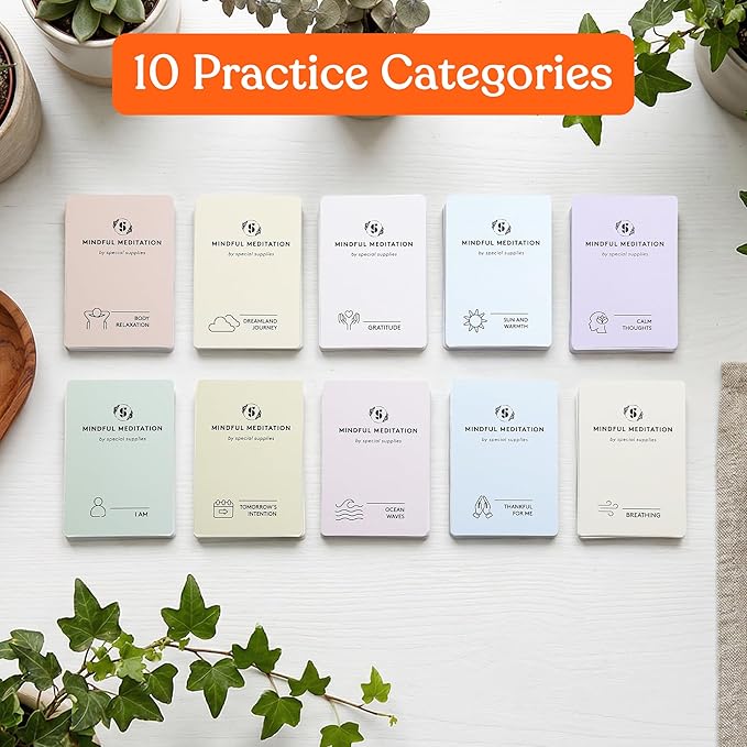 Special Supplies 101 Mindfulness & Meditation Cards Daily Self Care Kit for Stress & Anxiety Relief Relaxation Gifts for Teens and Adults Motivational Cards for Women -Positive Affirmations