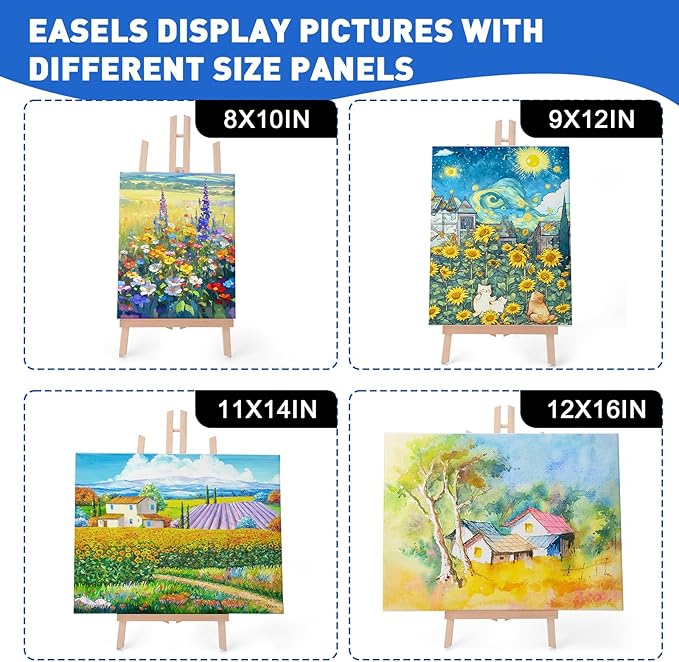 ESRICH 10pcs 17 Inch Tabletop Easels,Wood Easel for Painting,Tripod, Paint Party Easel, Kids Student Desktop Easel for Painting,Paint Easel for Canvas Paint