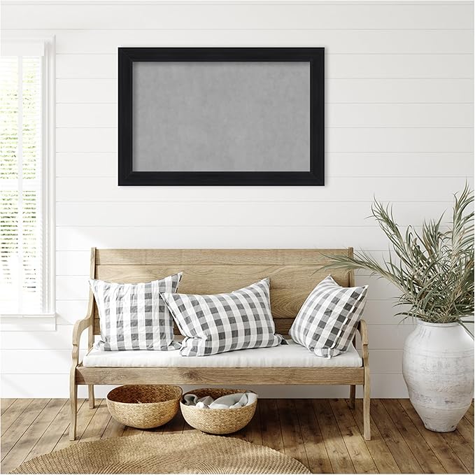 Amanti Art Black Framed Magnetic Board 25x37 Large Vision Board for use with Magnets, 100% Metal Sheet to Display Items as Office Decor or for Home Organization in mudroom, Kitchen or Kids Room