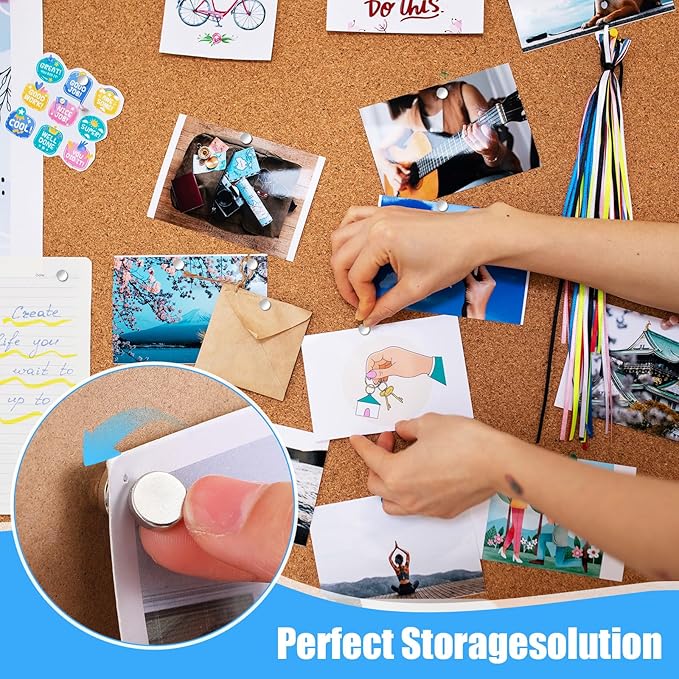 50 Sets Push Pins Magnetic Thumb Tacks, Magnet Push pins for Wall Bulletin Board Cork Board Cute Decorative Clips Thumbtacks for Poster Hanger Photo Picture Hanging Accessories