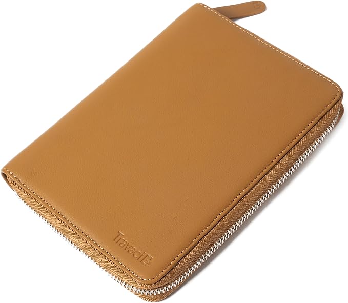 Full Grain Leather Family Passport Holder for 4 Passports - RFID Passport Holder and Travel Document Organizer - Large Leather Travel Wallet for Families - Camel