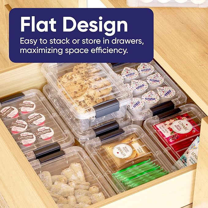Superio Mini Storage Container Plastic Crayon Box Art Supplies and Sewing Case Stackable Clear Small Organizer for Beads, Stationery, Chalk, and Food, 0.7 Quart, 4 Pack