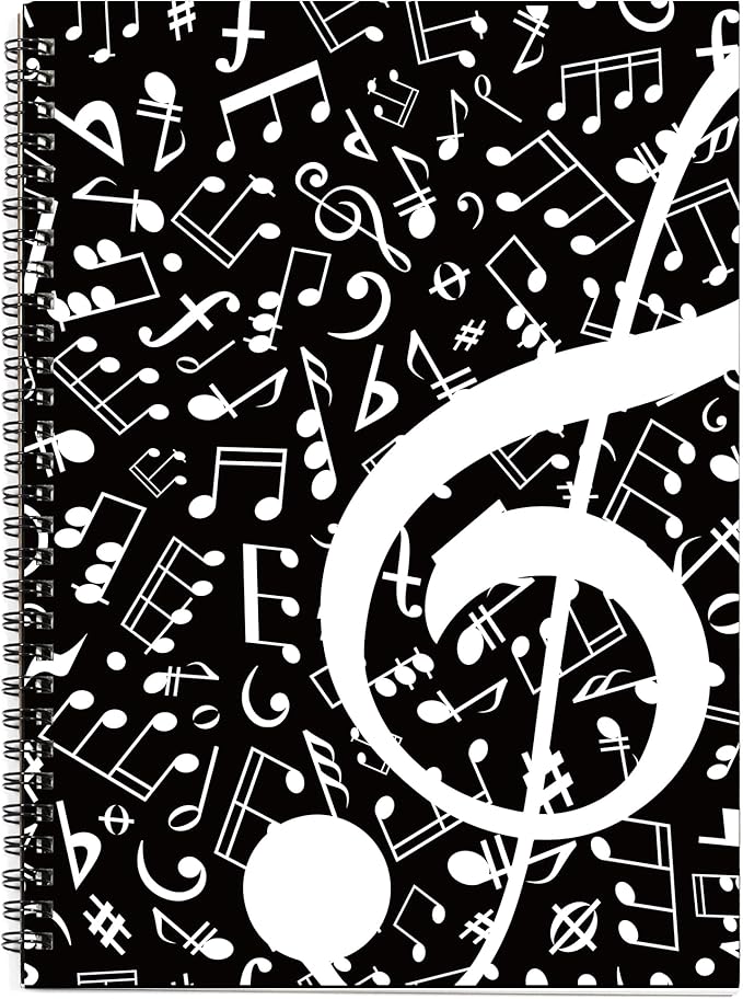 MAXCURY Blank Sheet Music Composition Manuscript Staff Paper Art Music Notebook Black 100 Pages 26x19cm