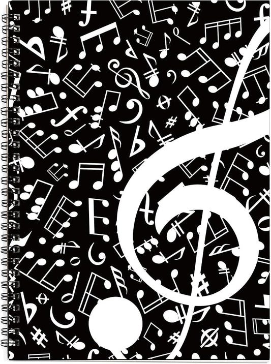 MAXCURY Blank Sheet Music Composition Manuscript Staff Paper Art Music Notebook Black 100 Pages 26x19cm