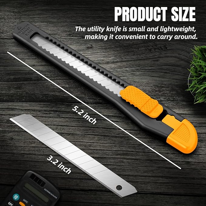 TIFICAL 24 Pack Box Cutter Retractable, Utility Knife 9MM Wide Snap-Off Blades, Exacto Knife for Cutting Box, Wrapping, Cardboard, Extended Box Opener Perfect for Office, Home, School