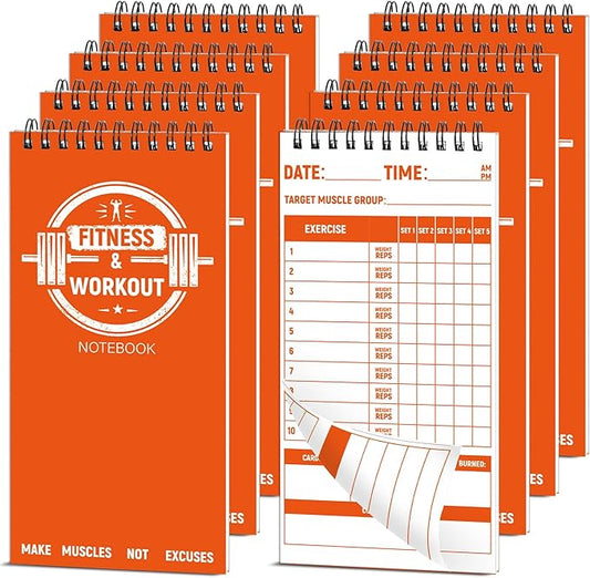 gisgfim 8 Pack Fitness & Workout Notebook Bulk Workout Log Fitness Journal for Men Women Exercise & Weight Training Notebook Planner Fitness Tracker Log for Bodybuilding 4 x 8 Inch 140 Pages/Pad