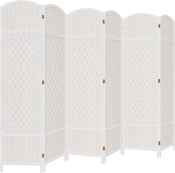 DURASPACE 6 Panel Room Divider, 6ft Tall Folding Privacy Screen, 360°Rotation, Hand-Woven Freestanding Wood Partition for Room Separation