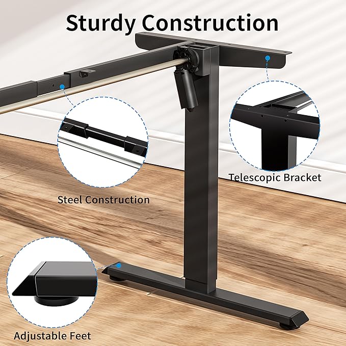 BIZUM Electric Standing Desk Frame, Height Adjustable Sit Stand Desk Base with Memory Preset Button, USB Port for Home Office, Black Frame Only