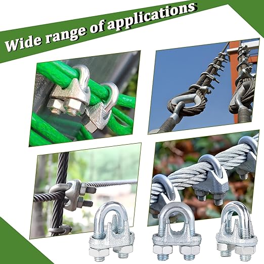 120PCS M5 Heavy Duty Wire Rope Clamps, 3/16-Inch Zinc Plated Wire Cable Clamps for Secure Connections – Boat, Tent, Clothesline, Rigging & More