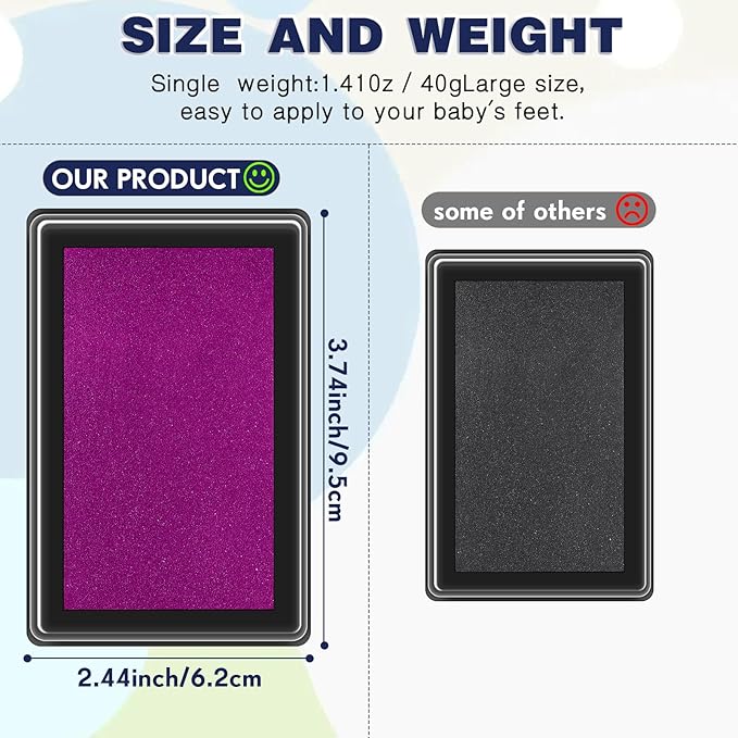 Outus 6 Pieces Reusable Ink Pad for Baby Footprint Handprint Paw Print, Non-toxic Ink Pad, Feet and Hands Stamp for Boys and Girls Christmas New Year, 6 Colors(Bright Color)