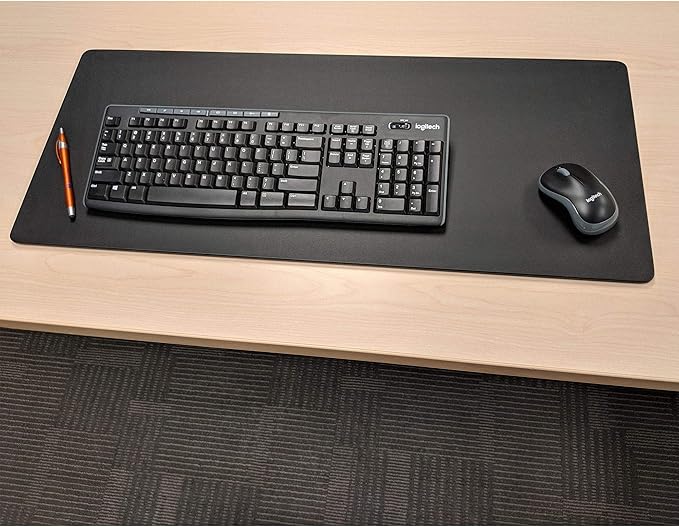 Black Leatherette 30" x 12.5" Keyboard/Mouse Desk Mat