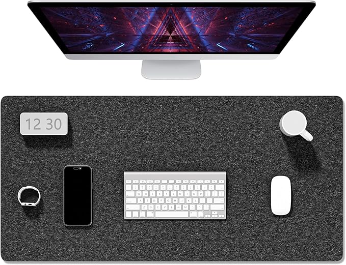 Auhoahsil Felt Desk Mat, Minimalist Large Mouse Pad XXL 35.5 x 15.7 in, Desk Matt for Desktop, Keyboard, Laptop, Computer, Office, Work from Home, Gaming, Dark Gray