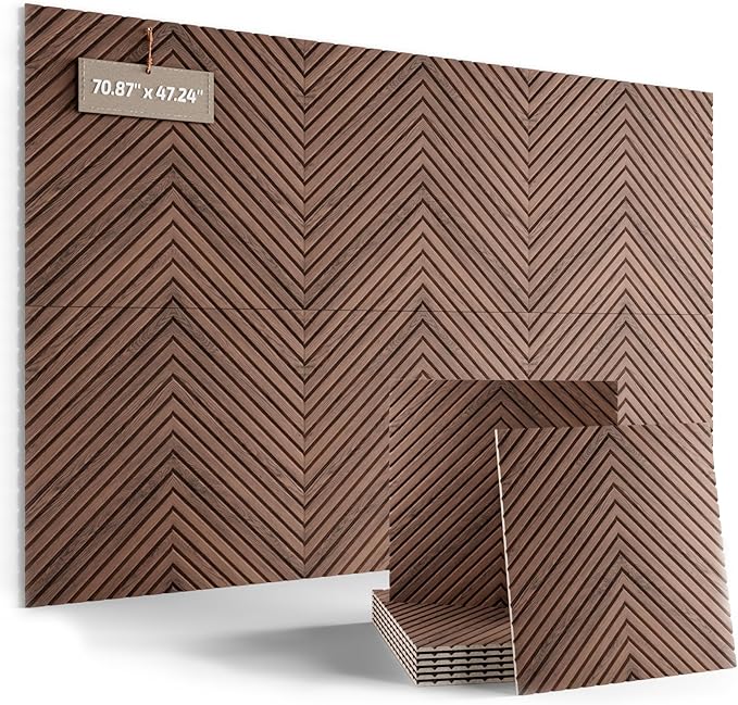 Fluxynara Large Felt Bulletin Board,Cork Board Alternative 70.87'' x 47.24'' Art Acoustical Wall Panels-6 Pack with 60 Adhesive Tabs,for Recording Studio/Home Offices-Walnut/Pyramid