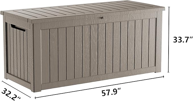 Yardgrace 270 Gallon Heavy Duty Outdoor Storage Box - Extra Large Package Protection for Outside Deliveries, Patio Storage Bench & Resin Deck Chest with Lock, UV-Resistant, Slate Grey