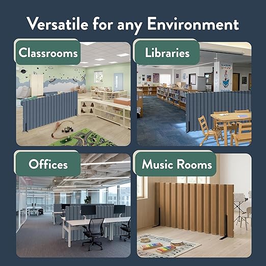 Children’s Factory 30" x 6' Quiet Divider With Sound Dampening Panels, Freestanding Room Divider Wall, Natural Tan