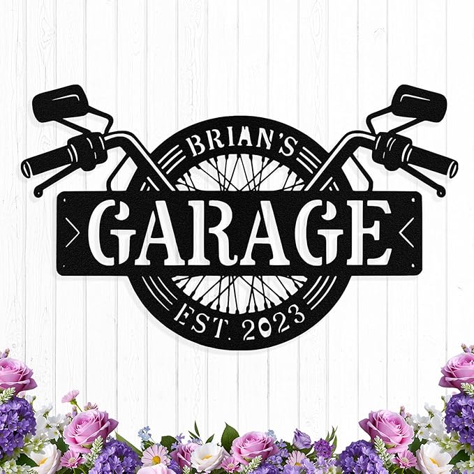 Custom Motorcycle Wheel Metal Signs Personalized Biker Name Sign Custom Garage Decor Motorbikes Wall Art Decor Motorcycle Sign Men Room Decorate Gifts for Men Husband Rider