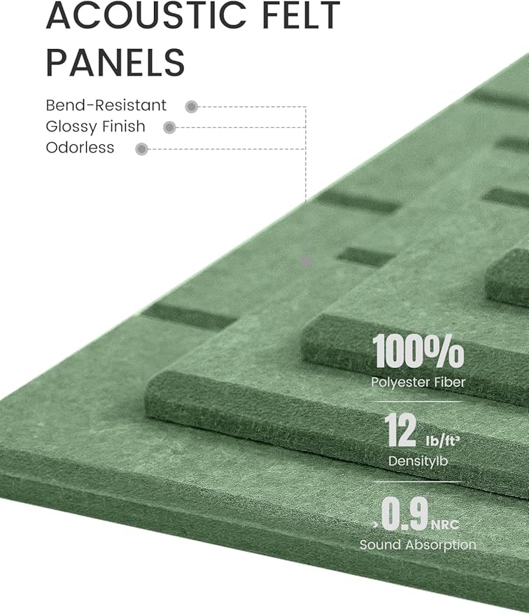 Large Felt Bulletin Board 36"x24" Cork Board Alternative - 6 Pack with 40 Safe Removable Adhesive Tabs, Cork Boards for Walls Pin Board for Home Office Classroom Felt Board-Moss Green