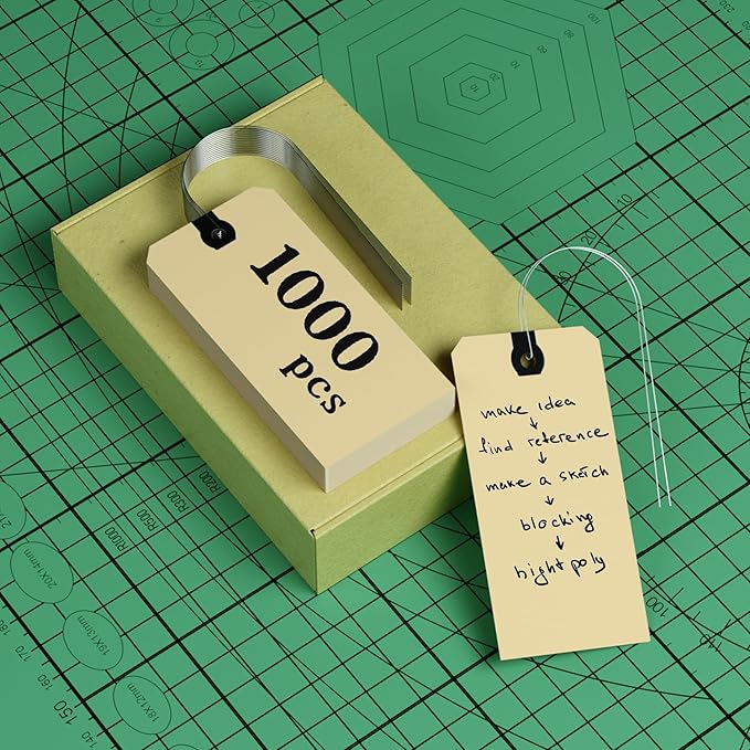 INNOVART Shipping Tags - Double Wired 3 1/4" x 1 5/8", Manila Wire Tags with Reinforced Eyelet, Case of 1000