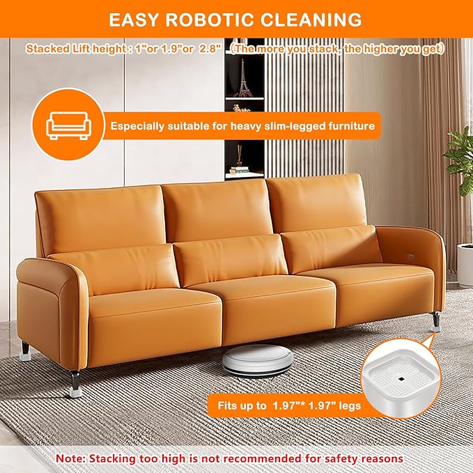shouwuhho 4 Pack Furniture Risers Adjustable Bed Risers Heavy Duty Lifts Height 1", Square Stackable Bed Risers 1, 2 or 3 Inch for Desk Leg Table Couch Sofa Chair Bed Frame Legs Dorm, White