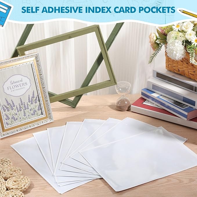 Outus Self Adhesive Shop Ticket Holders Clear Plastic Sleeves Adhesive Pockets Work Order Job Ticket Holders for Home Office Posting Signs(9 x 12 Inch,120 Pcs)
