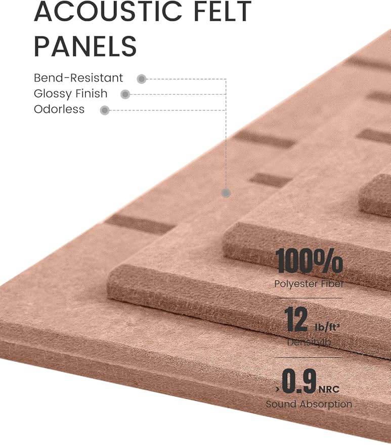 Large Felt Bulletin Board 36"x24" Cork Board Alternative - 6 Pack with 40 Safe Removable Adhesive Tabs, Cork Boards for Walls ffelt Boards or Home Office Classroom Pin Board-Terracotta