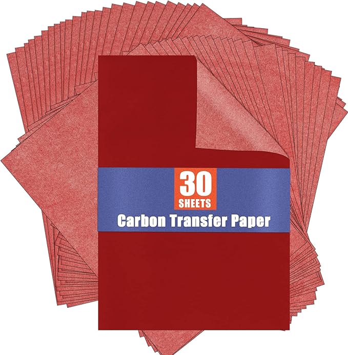 Red Carbon Paper for Tracing Graphite Transfer-Paper - PSLER 30 Pcs Red Graphite Paper for Tracing Drawing Patterns on Wood Projects Canvas Fabric Artist Lettering Sketch Drawing A4 Size 8.5 X 11 Inch