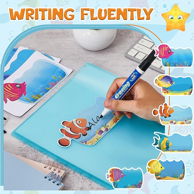 Henoyso 108 Pcs Ocean Themed Desk Name Tags for Classroom Under The Sea Classroom Decor Locker Name Tags for Kindergarten, Preschool, 1st, 2nd & 3rd Grade Teacher Nameplates for Student