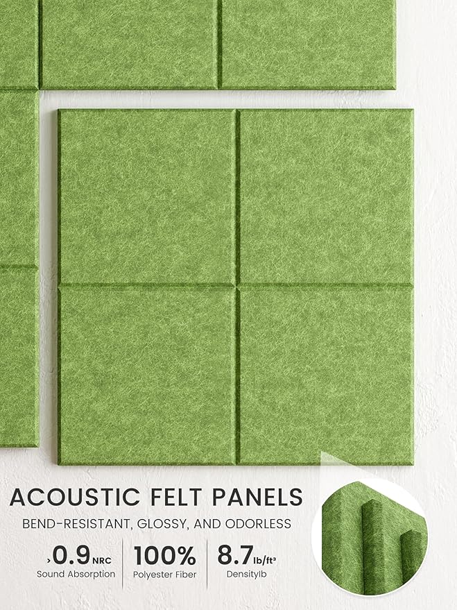 Bumusty Large Cork Board Alternative-36 x24 Felt Bulletin Board Tiles, with 30 Pushpins, 40 Adhesive Tabs, 6-Pack Slat Wall Paneling, Cork Boards for Office Push Pin Board Felt Board-Kelly Green