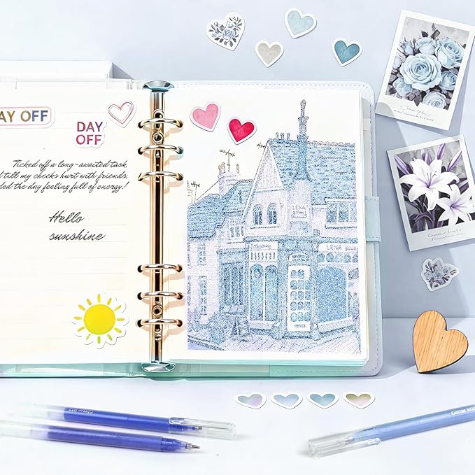 CAISEXILE 12 Blue Glitter Gel Pens Set, 1.0 mm Fine Point for Black Paper & White Paper, Large Capacity Pens for Journaling, Adult Coloring Books, Drawing, Note Taking, Highlighting