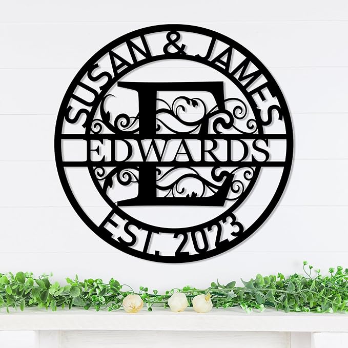 Personalized Metal Name Signs, Split Letter Monogram Wall Decor, Custom Last Name Sign, Family Name Sign for Outdoor, Personalized Wedding Gift, Garden Decor, Metal Wall Art, Housewarming Gift