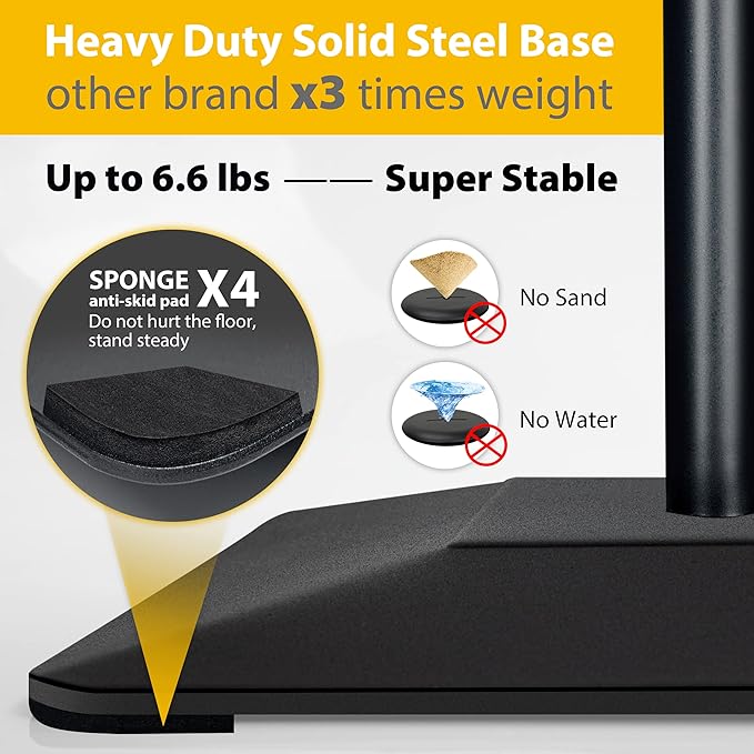 VAIIGO 3 Packs Heavy Duty Pedestal Poster Sign Stand, 8.5"x11" Adjustable Floor Standing Sign Holder with 6.6Lbs Solid Steel Base for Vertical and Horizontal View Sign Displayed Stands, Black
