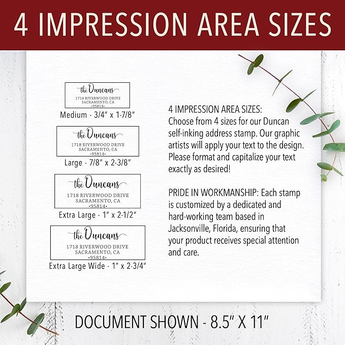 The Duncans Personalized Self-Inking Address Stamp | Envelope Return Address Stamp for Couples and Families | Custom Rubber Address Stamp (Large)