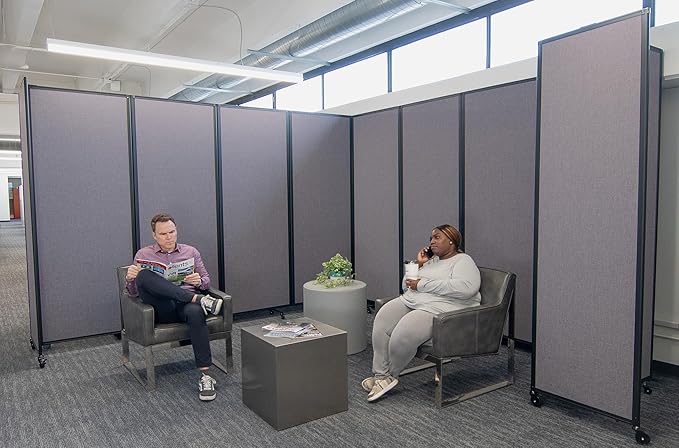 Versare Room Divider 360 Portable Wall Partition | Folding Panels | Large Freestanding Divider | Locking Wheels | Temporary Room Separator | 25' x 7'6'', Cloud Gray