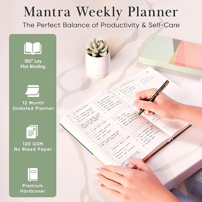2026 Planner, Daily Journal & Gratitude Journal All-In-One with To Do List, Self Care Prompts & Habit Tracker - 5.8 x 8.3 - Morning