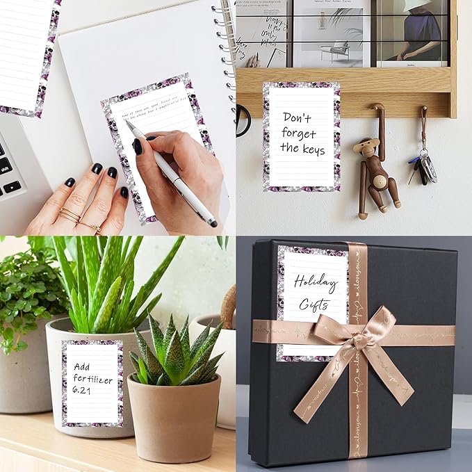 SXboxing Sticky Notes 4X6 Inches, 2 Pack Large Cute Self-Stick Pads, Bright Funny Memo Pads Easy to Stick for Home, Office Luxury Flower Skulls