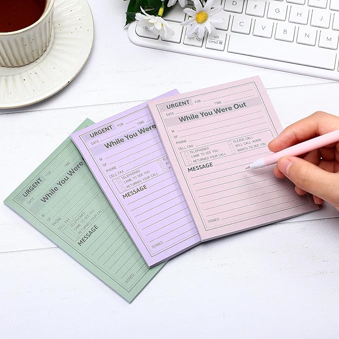 Eaasty 9 Pieces While You were Out Pads 4 x 5 Inches Assorted Colors Sticky Notes Adhesive Message Pads Urgent Notes for Work Call, Office Supplies, 40 Sheets/Pad (Pastel Colors)