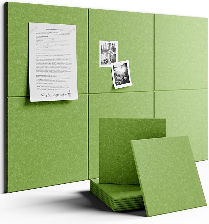 Fluxynara Large Felt Bulletin Board 36" x 24"Cork Board Alternative - 6 Pack with 40 Safe Removable Adhesive Tabs, Cork Boards for Walls Cork Board for Home Office Classroom Pin Board -Kelly Green