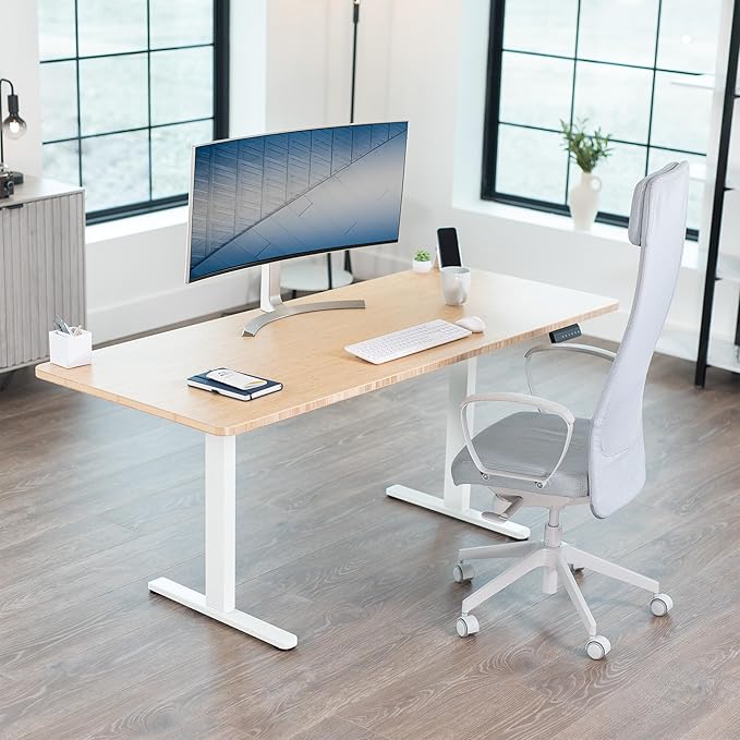 VIVO Dual Motor Electric Sit Stand Desk Frame, 220 lbs Capacity, Memory Controller Height Adjustment, Frame Only, White, DESK-E-200W
