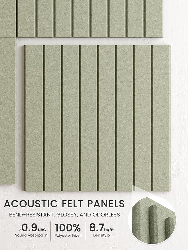 Bumusty Large Cork Board Alternative-47 x35 Felt Bulletin Board Tiles, with 30 Pushpins, 70 Adhesive Tabs, 12-Pack Slat Wall Paneling, Cork Boards for Office Push Pin Board Felt Board-Sage