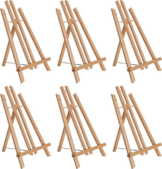U.S. Art Supply 14" Medium Tabletop Display Easel - Beechwood Artist A-Frame Display Stand, Wooden Easel for Painting, Canvas Stand, (Pack of 6) Classrooms Events Photo Picture Sign Holder