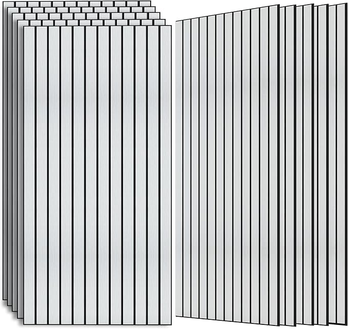 AUTORIFIC Wood Veneer Sound Panels, 10 Pack 47.2”x23.6” Wall Panels, Decorative Acoustic Panels for Walls, for Office,Home Theater,Studio,Living Room, White Oak(Mitred)