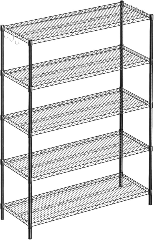 Guan River 5-Shelf Adjustable Metal Shelf Wire Shelving Unit Heavy Duty Storage Rack Display Shelf for Office,Kitchen,Bedroom,Bathroom,Laundry,Pantry Basement,Garage(Black,48" L x 18" W x 72" H)